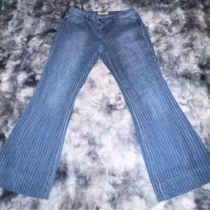 Chic Blue Striped Flare Jeans